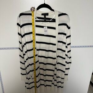 Lane Bryant Black and White Striped Cardigan